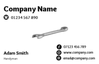 Builder and carpenter business card designs with an image of a spanner in the business cards.