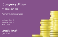 An abstract business card design commonly used by accountants showing a stack of coins.