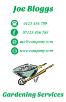 Templates for business cards with a wheel barrow. Can be used by gardeners, landscapers and builders