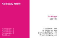 A simple pink and white background on the business card template for a no nonsense design suitable for any business.