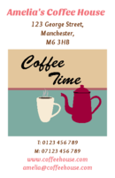 Business card designs for caterers and coffee shop owners.