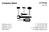 Builder business cards, that have a nice image of hammers, spanners and screwdrivers.