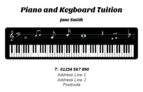 The image of the electric organ, make these business card templates suitable for musicians.