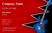 This is a striking business card design for a music instructor or guitarist.