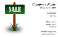 The image of the sale sign on the business card template, means more money for your property professionals.