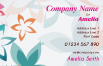 Multiple flowers in the background template for full colour business cards.