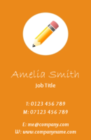 This is a superb business card template design to be used by teachers. The sharp pencil sitting on a white background surrounded by orange make the business card really stand out, and will fit well with you as a standout teacher.
